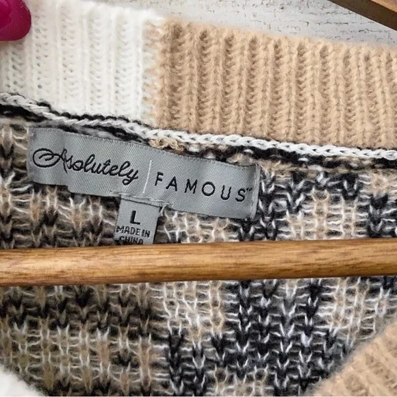 NWT Zebra Leopard Patchwork Sweater Large - Picture 5 of 6